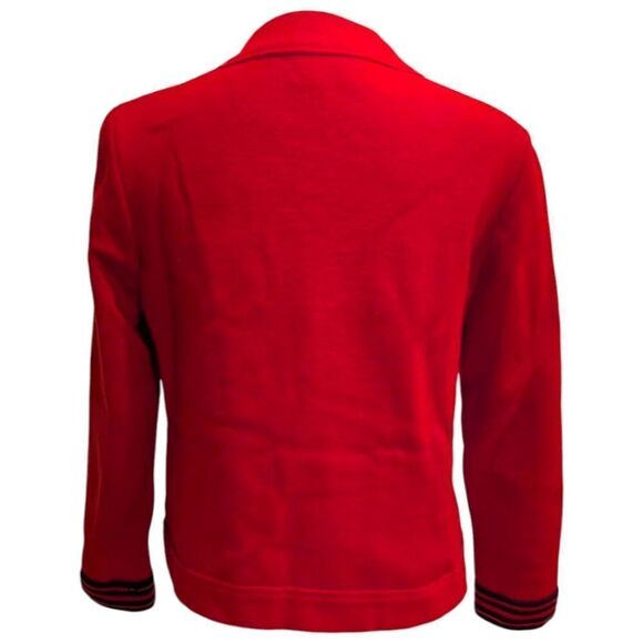 VTG GiBi Roma Italy Women's Size 10 Red 100% Wool Knitted Double-Breasted Jacket - Picture 2 of 8